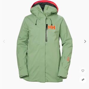 Helly Hansen Green Ski Jacket with Red Accents
